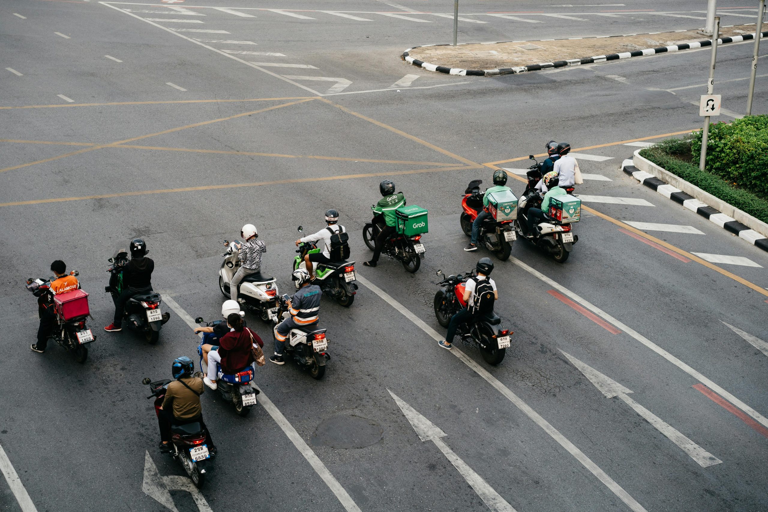 Aerial View of People Riding Motorcycles